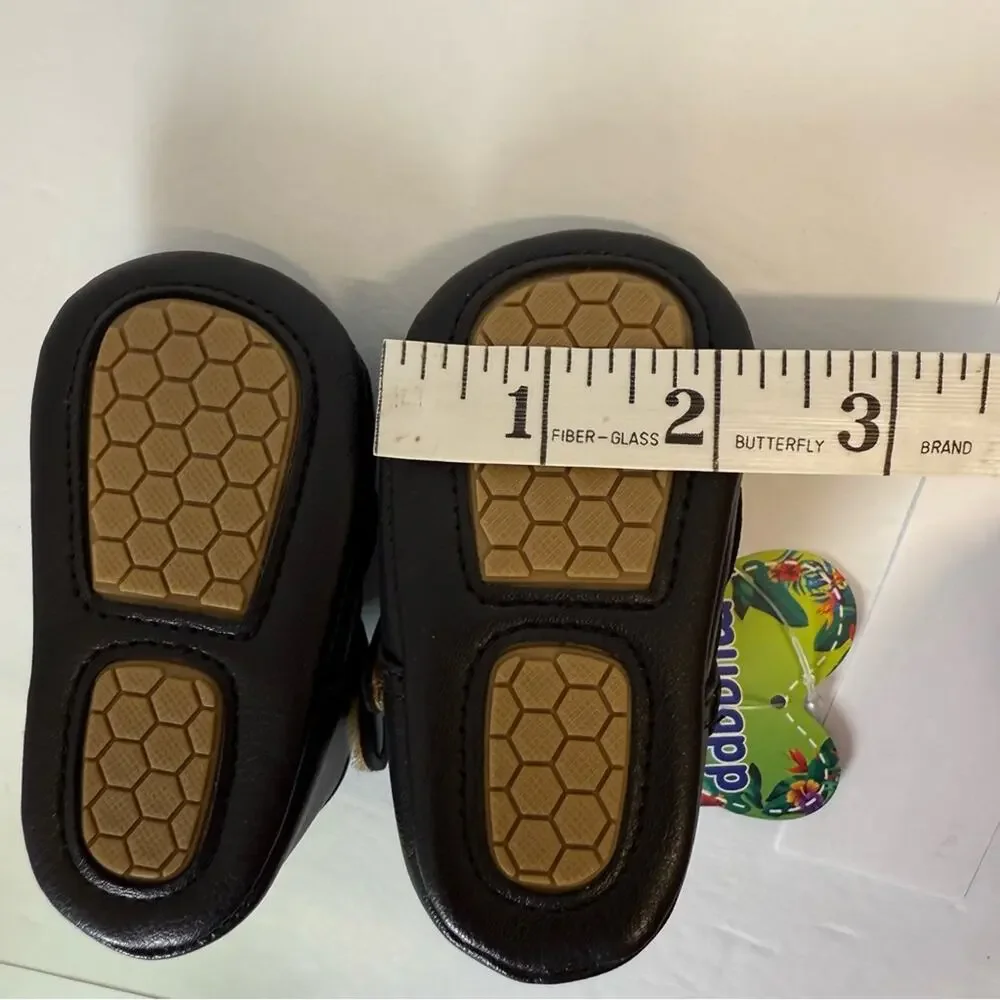 Black Mary Jane Baby Shoes Size 11 Vegan Leather Hook & Loop NEW